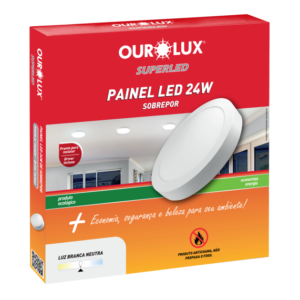 LUMINÁRIA LED ALUMÍNIO OUROLUX SOBREPOR REDONDO 24W 4000K