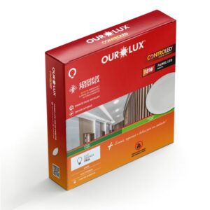 LUMINÁRIA OUROLUX CONTROLED SENSOR DE PRESENÇA EMBUTIR REDONDO 18W 6500K
