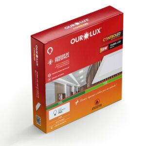 LUMINÁRIA OUROLUX CONTROLED SENSOR DE PRESENÇA EMBUTIR QUADRADO 18W 6500K