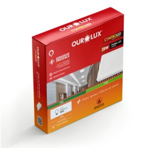 LUMINÁRIA OUROLUX CONTROLED SENSOR DE PRESENÇA SOBREPOR QUADRADO 18W 6500K