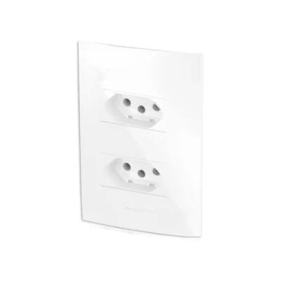 46280 - CONJUNTO COM PLACA INOVA PRO BRANCO 2 TOMADAS 10A