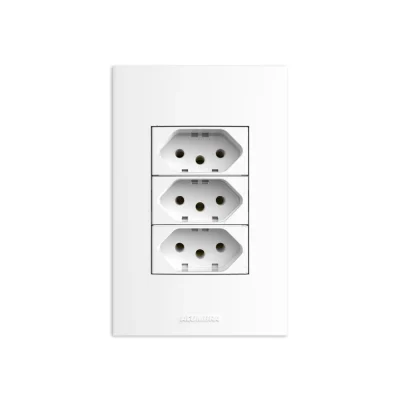 46282 - CONJUNTO COM PLACA INOVA PRO BRANCO 3 TOMADAS 10A